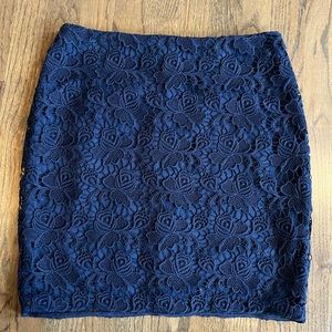 Navy blue lace pencil skirt